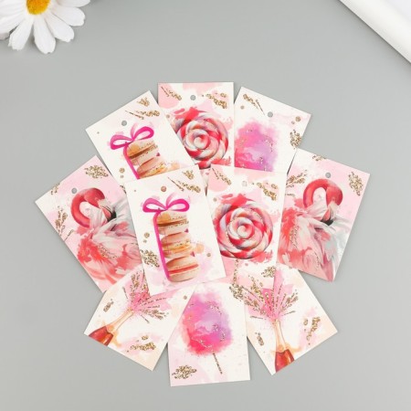 Cardboard "Pink watercolor" set 10 pcs (5 types) 4x6 cm-1