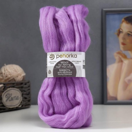 Fasting wool 100% half -toned wool 50g (389 St. Violet)