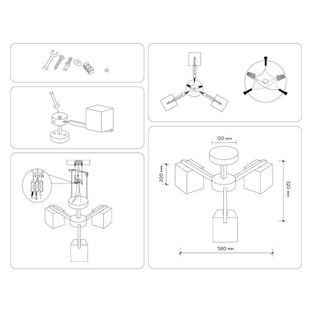 Suspended chandelier Ambrella TR83115/3 WH/LW, E27, 3x40W D580x320 mm, white, light wood-4