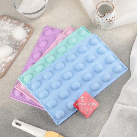 Form for baking the share “Figures. Polusfer”, silicone, 28.3 × 16.5 cm, 24 cells (D = 2.8 cm), Mix color-8