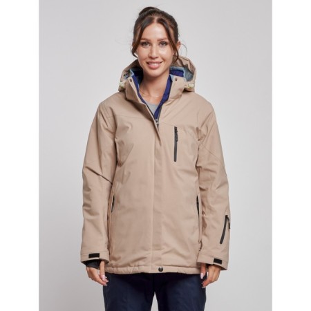 Ski jacket female winter, size 58, beige color