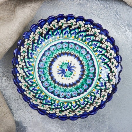 The plate of the Rishtan ceramics "Patterns", blue, deep, mix, 20 cm-7