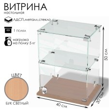 Desktop window, 1 shelf, 400 × 300 × 500, chipboard, glass color Book light
