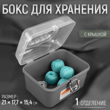 Boxing for storing sewing accessories, with a lid, 21 × 17.7 × 15.4 cm, the color is gray/transparent