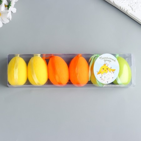 Decor Easter suspension "Egg with a pile" set 6 pcs multi -colored 4x4x6 cm-2