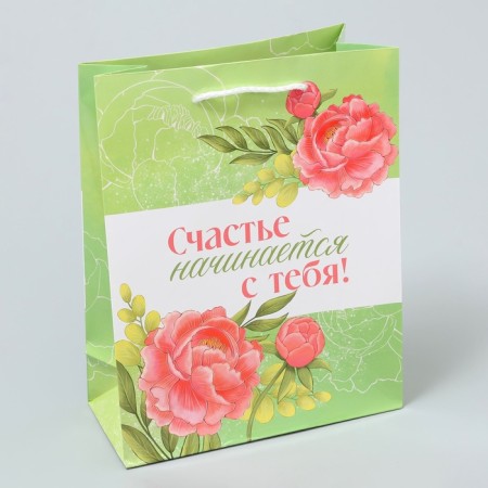 Gift package laminated, packaging, “Happiness begins with you”, MS 18 x 23 x 8 cm-2