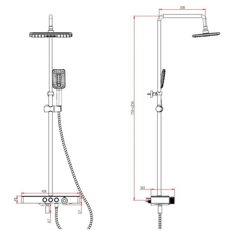SAVOL SK-H3245A shower system, tropical shower, shower set, shelf, brass, chrome-1