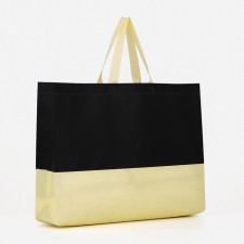 Household bag without fastening, beige color/black