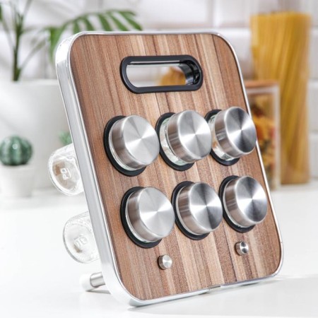 Set for spices on the stand "Modern", 28.5 × 12 × 18.5 cm, 90 ml, 4 × 9.5 cm, 6 pcs