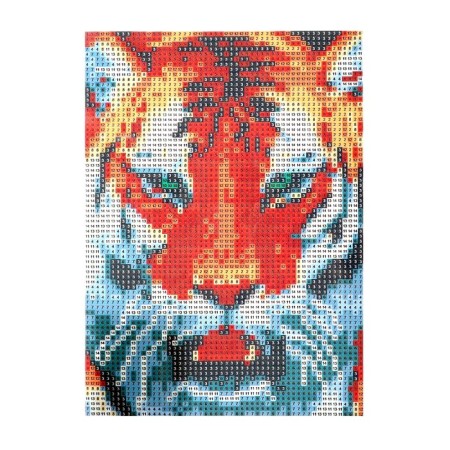 Diamond mosaic with full filling on the canvas "Tiger", 15 x 21 cm-1