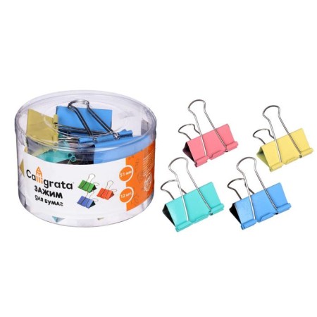 A set of paper clamps, 51 mm, colored, 4 colors, mix-1
