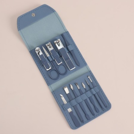 Manicure set, 12 items, in case, blue color-7