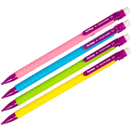 Mechanical pencil 0.5mm Berlingo color zone, with an eraser, mix-3