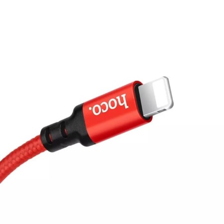 Hoco X14, Lightning cable - USB, 2 A, 2 m, fast charging, nylon braid, red-3