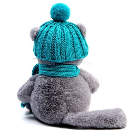 Soft toy "Cat Slanti", with a hat and a scarf-7
