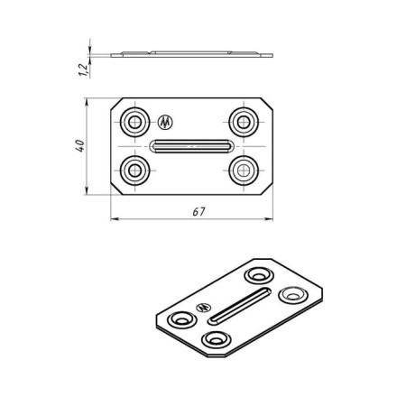 The plate fastener tundra Krep, 40x67x1.2 mm, zinc, in package 1 pc.-4