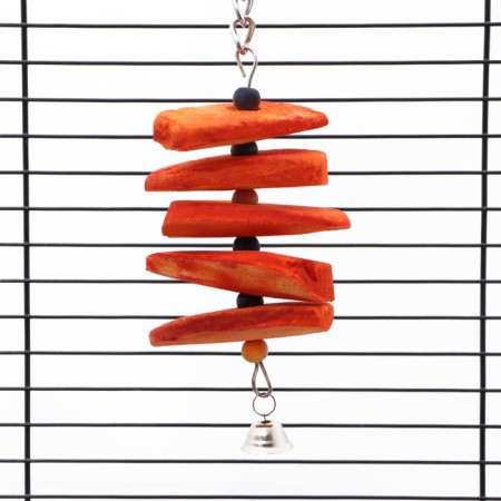 A toy for birds with a carapace carapace and beads, 20 x 6 cm, orange-4