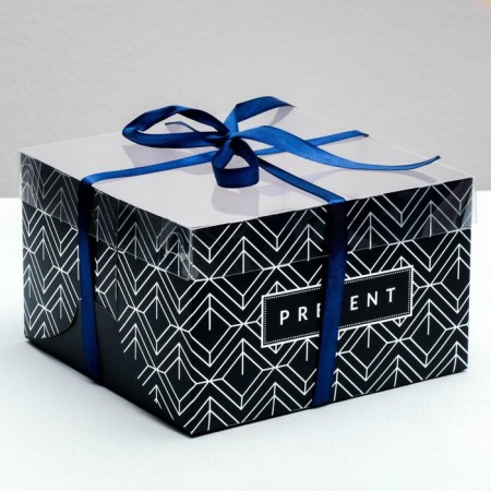 Capcake box, confectionery packaging, 4 cells, Present, 16 x 16 x 10 cm