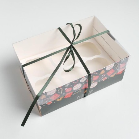 Box for Capcake "Happiness in the New Year", 23 x 16 x 10 cm, New Year-3