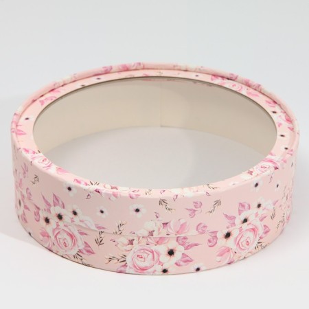 Box for Makarun, confectionery packaging tube with a window, "flowers" 20 x 20 x 5 cm