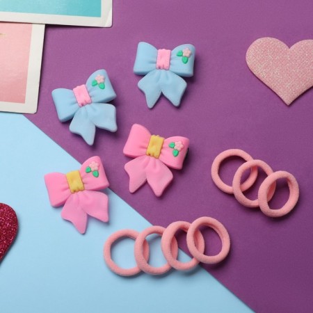 Hair Set "Ray" (10 elastic bands, 4 clamps) Bow, mix-1