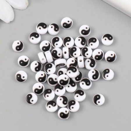 Beads for creativity Plastic "Yin-Yang" white-black set 50 pcs 0.4x0.7x0.7 cm-2