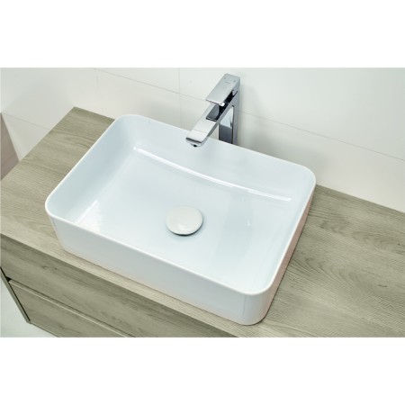 The built -in sink Cersanit Crea 35, Square, on the countertop, white-4