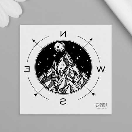 Tattoo on the body black "compass" 6x6 cm-3