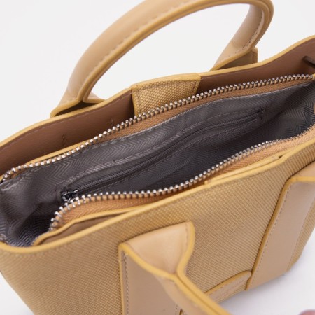 Bag Female Tout with zipper, beige color-3