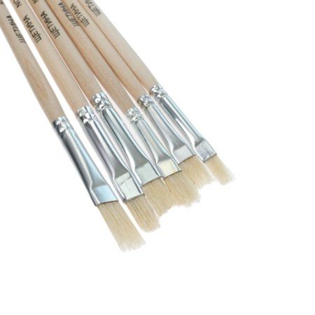 A set of brushes, bristles, flat, 6 pieces: No. 1, 2, 3, 4, 5, 6, with wooden handles, on a blister-2