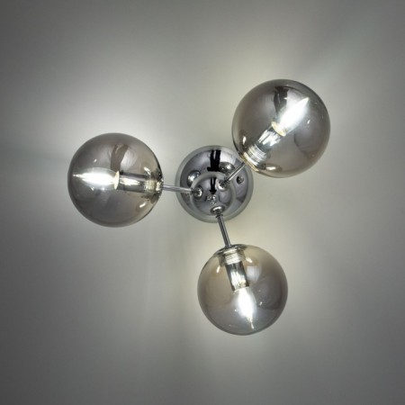 Ceiling chandelier CITILUX "Tommy" CL102130, 46x46x23.5 cm, 3x40W, E14, gray color.-7