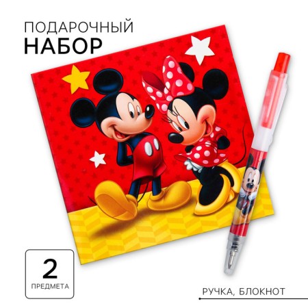 Notepad with a pen, Mickey Mouse and his friends