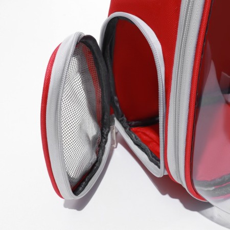 Backpack for carrying "cat", transparent, 32 x 28 x 42 cm, red-9