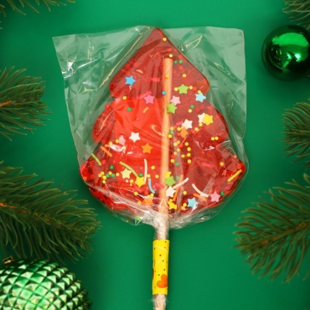 Caramel on a stick "Christmas tree Big", red, 55 g-1