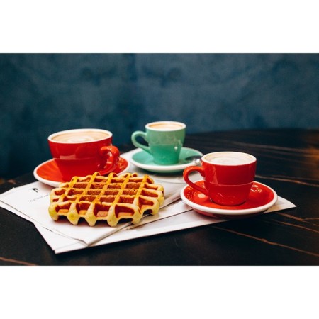 Coffee steam porcelain Magistro Coffee Time, 2 objects: a cup 80 ml, a saucer d = 12.5 cm, red color-9