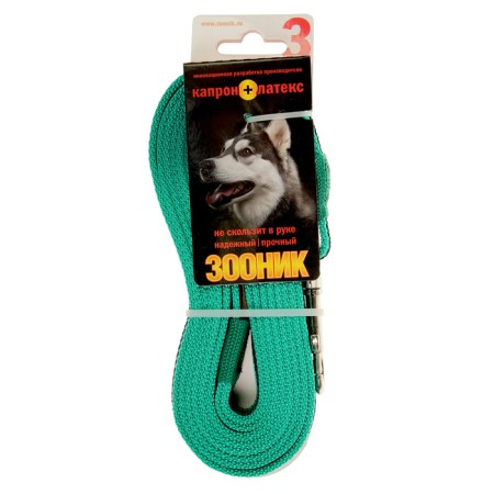 Kaponnoye zonik leash with latex thread, 3 m x 2 cm, green-2