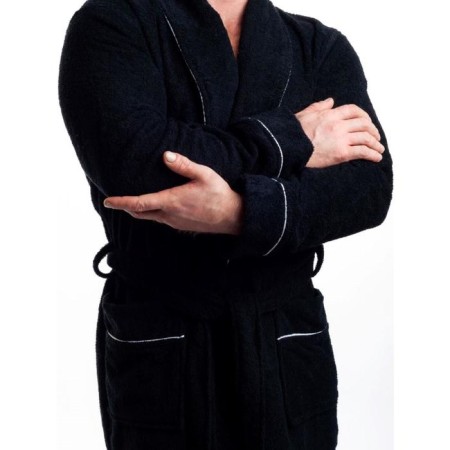 Tainted male bathrobe, size 48, black color-3