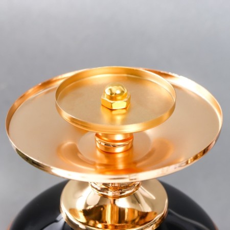 Summary metal, glass for 1 candle "Mirage" gold with black 55x14x23 cm-3