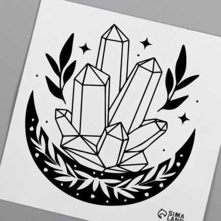 Tattoo on the body Black Esoteric. Crystals 6x6 cm-5