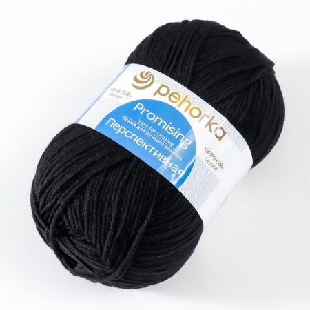 Yarn "promising" 50% merino wool, 50% acrylic volume 270m/100g (02-black)-2