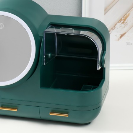 Cosmetics box plastic, mirror with backlight "dark green" 37.5x22x31 cm-3