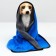 An animal towel is supervating, large, 50 x 100 cm, blue