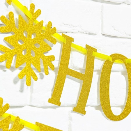Garland on the tape, metallic "Happy New Year", gold, dl. 200 cm.-3