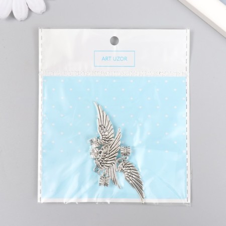 Bale with a suspension metal for creativity "Wing" silver 4.3 cm-4