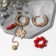 Earrings with the removable element "Transformer" clover, red color in gold