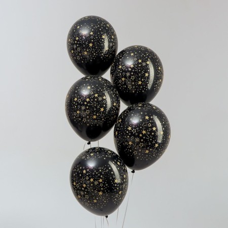 Latex balloon 12 “Star rain”, pastel, black color, 15 pcs.-1