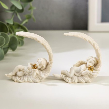 Polystone souvenir "Snowthrough angel sleeping on a feather" mix, 5x5.5x2.5 cm-1