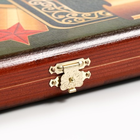 Backgammon "real man", wooden board 60 x 60 cm, with a field for playing checkers-5