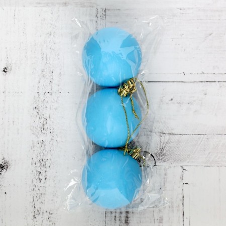 Set of balls plastic D-5.5 cm, 3 pcs "matte" blue-1