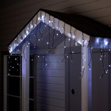 Garland "fringe" 4 × 0.6 m, IP44, dark thread, 180 LED, white glow, white flicker, 220 V